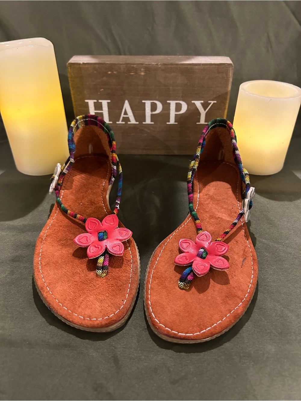 Pink Flower Strap Sandals